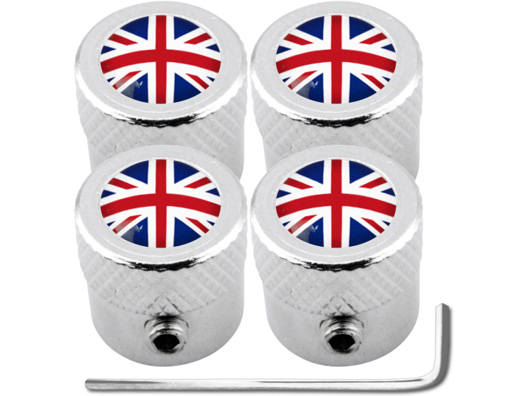 4 bouchons de valve antivol Angleterre Royaume-Uni Anglais Union Jack British England "stri&eacute;"