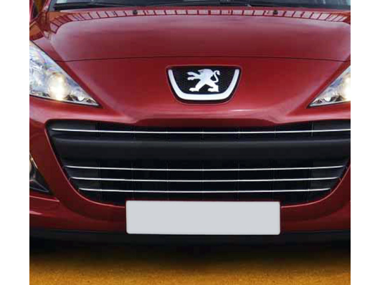 Baguette de calandre chrom&eacute;e compatible avec Peugeot 207 06-12 Peugeot 207 CC 07-15 Peugeot 207 SW 07-13