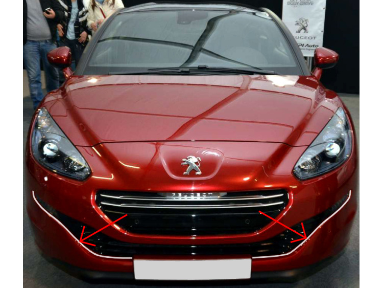 Baguette de calandre inf&eacute;rieure chrom&eacute;e compatible avec Peugeot RCZ 12-15 facelift